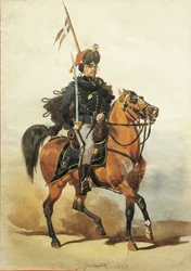 Officer of Hussars of Piacenza, tegning af Stanislao Grimaldi del Poggetto