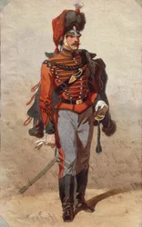 Undersøgelse af uniformer Tegning af Stanislao Grimaldi del Poggetto