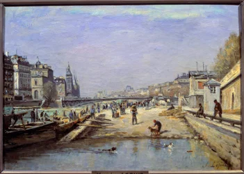 Quai aux Fleurs i Paris Maleri af Stanislas Lepine (1835-1892) Reims fra det 19. århundrede, Musee des Beaux Arts