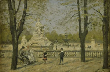 Place de la Concorde, udsigt fra Tuileries-terrassen, ca. 1880 (olie på træ)