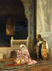 En tyrkisk dame beder i den grønne moske, Bursa, 1878