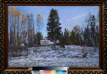 En gammel landejendom. Maleri af Stanislav Yulianovich Zhukovsky (Zhukovsky) (1873-1944), olie på lærred