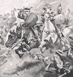 Slaget ved Shrewsbury, 21. juli 1403, illustration fra "British Battles on Land and Sea", udgivet af Cassell, London, ca. 1910