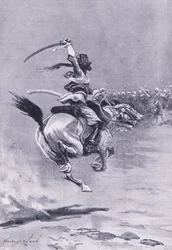 Delhi: Belejrerne blev konstant angrebet, juli 1857, illustration fra britiske slag på land og hav, 1915
