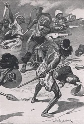 Slaget ved Abu-Klea, 17. januar 1885, illustration fra britiske slag på land og hav, 1915