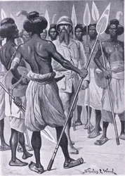 Den type kriger Burton mødte i Somaliland, illustration fra Cassells Romance of Famous Lives, ca. 1940