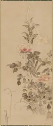 Pæoner og liljer, Momoyama- eller Edo-perioden, 1568-1615.