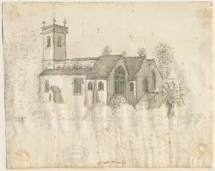 Abbots Bromley Church: pencil sketch with slight wash, nd [1762-1802] dani