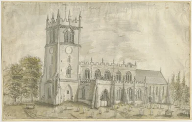 Eccleshall Church: water color painting, nd [1762-1802] dani