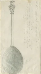 Fradswell - Apostle Spoon: blyant- og vasketegning, nd [?18. århundrede] (tegning)