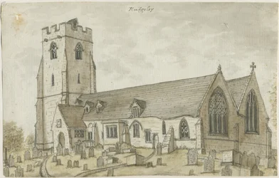 Rugeley Church (gammel): vandfarvemaleri, nd [1762-1802] (maleri)