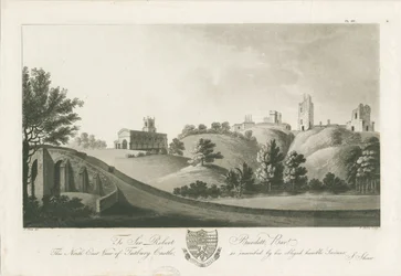 Tutbury Castle - North East View: akvatintegravering, nd [c 1798] (print)
