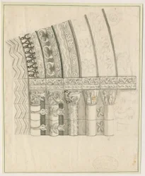 Tutbury Priory Church - West Doorway: pen og sepia tegning, nd [1762-1802]