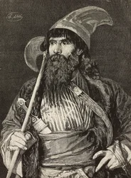 Sheikki täydessä kuninkaallinen, F Gamberonin kaiverrus Stefano Ussin (1822-1901) maalauksesta, L