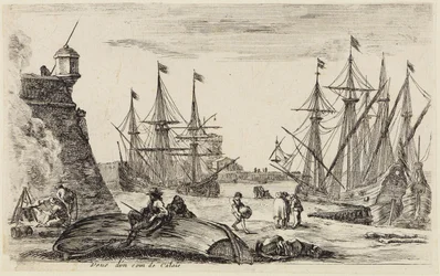Udsigter fra havne (Vues de ports de mer): Udsigt over et hjørne i havnen i Calais