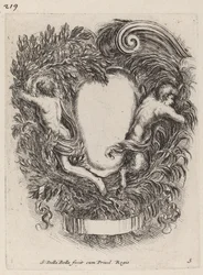 Cartouche med Apollo og Pan, 1647.