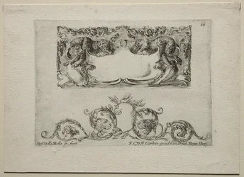 Samling af forskellige caprices og nye designs af kartoucher og ornamenter: nr. 16.