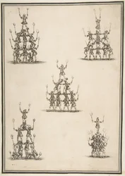 Fem grupper af akrobater, 1652.