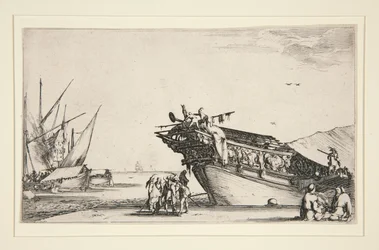 Havnescene fra en serie på otte marinesoldater, Dev. 813