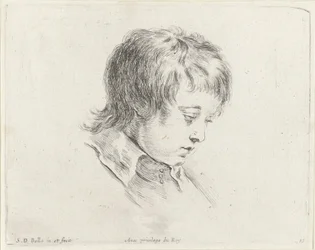 Hovedet af en ung mand, der kigger ned til højre Grundlæggende om tegning (serietitel) I principii del disegno (serietitel)