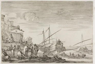 Udsigt over havnen i Livorno: Huse med udsigt over en havn