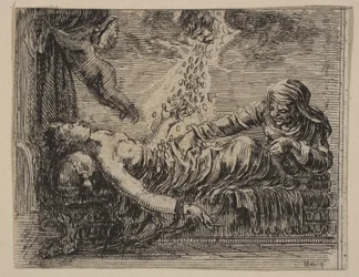 Jupiter og Danäe, fra Game of Mythology Jeu de la Mythologie, 1644.