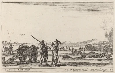 Officer, der giver ordrer til en vagtpost, c. 1641.