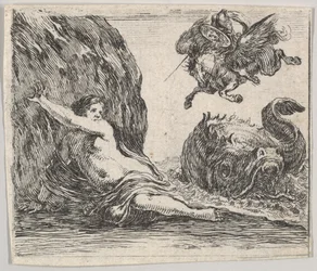 Perseus og Andromeda, fra Game of Mythology Jeu de la Mythologie, 1644.