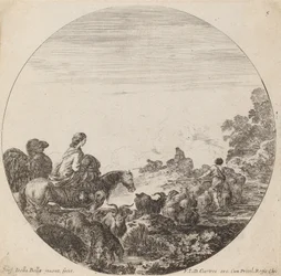 Hyrder og flok med kvinde og kamel, 1646.