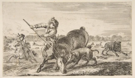 Stag at bay, fra Animal hunts Jagter forskellige dyr, ca. 1654.