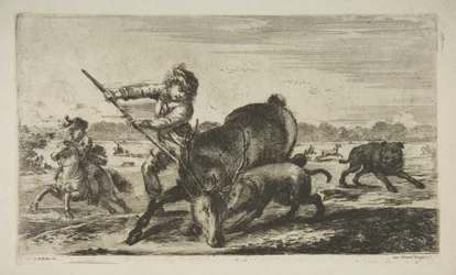 Stag at bay, fra Animal hunts Jagter forskellige dyr, ca. 1654.