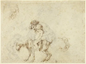 Studie for Satyr Family Walking (recto); Skitser af fem dekorative kar (verso)