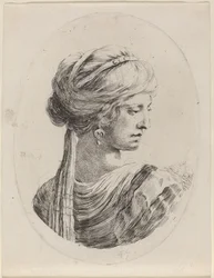 Sultanhed i en tilsløret turban, set bagfra