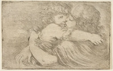 To børn omfavnelse, ca. 1662.