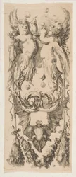 To bevingede børn med kroppe, der bliver til ornament, blæsende bobler, ca. 1653.