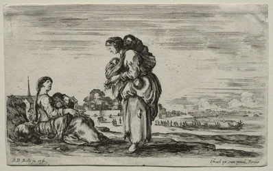 Forskellige figurer og landskaber: To mødre i samtale, 1649