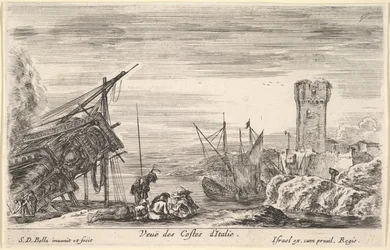 Udsigt over Italiens kyst Veue des Costes d