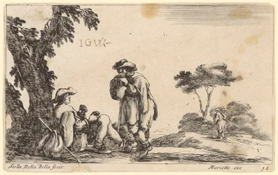 To pilgrimme hviler ved et træ