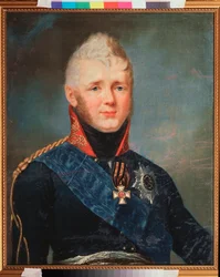 Portræt af kejser Alexander I, Ruslands zar (1777-1825). Maleri af Stepan Semyonovich Shchukin (Schchukin) (1762-1828), olie på lærred, efter 1805. Russisk kunst fra 1800-tallet. State V. Tropinin Museum, Moskva.