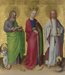 De hellige Matthæus, Katarina af Alexandria og Evangelisten Johannes. Omkring 1450