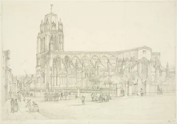 Sydlig udsigt over St Mary Redcliffe Church, ca. 1835 (blyant på papir)