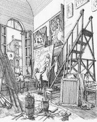 En kunstners atelier i Venedig
