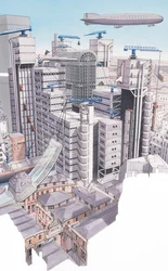 The Lloyds Building, City of London, ca. 1987-1995 (blæk og akvarel)