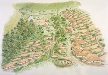 Wharram Percy middelalderlandsby, North Yorkshire, 1200-tallet omkring 2000-tallet