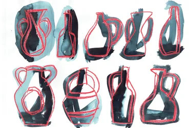 Nine Vessels, 2016 (oliepastel og tekstilfarve på papir)