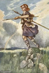 Cuchulain tager af sted til Emain Macha, illustration fra 