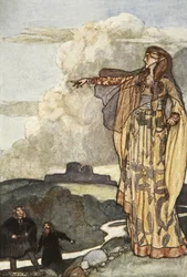Macha forbander mændene fra Ulster, illustration fra 