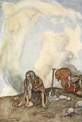 Den hvide hest var forsvundet fra deres øjne som en tågekrans, illustration fra 