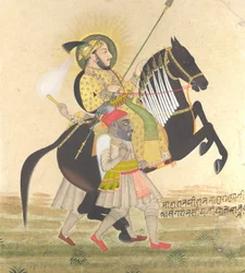 Maharana Sangram Singh rider en præmiehingst, ca. 1712.