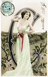 C: Bianca Toledo, kunstner, sanger og sevillansk danser fra Belle Epoque - Casino de Paris, Folies Bergere, Jardin de Paris - Alfabet på postkort